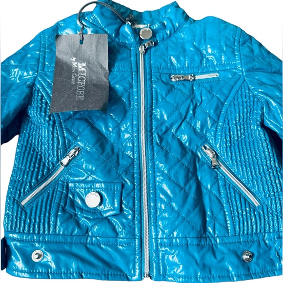 Microbe by Miss Grant***Patent Blue Biker Jacket***6 mo. $329 - Picture 2 of 3